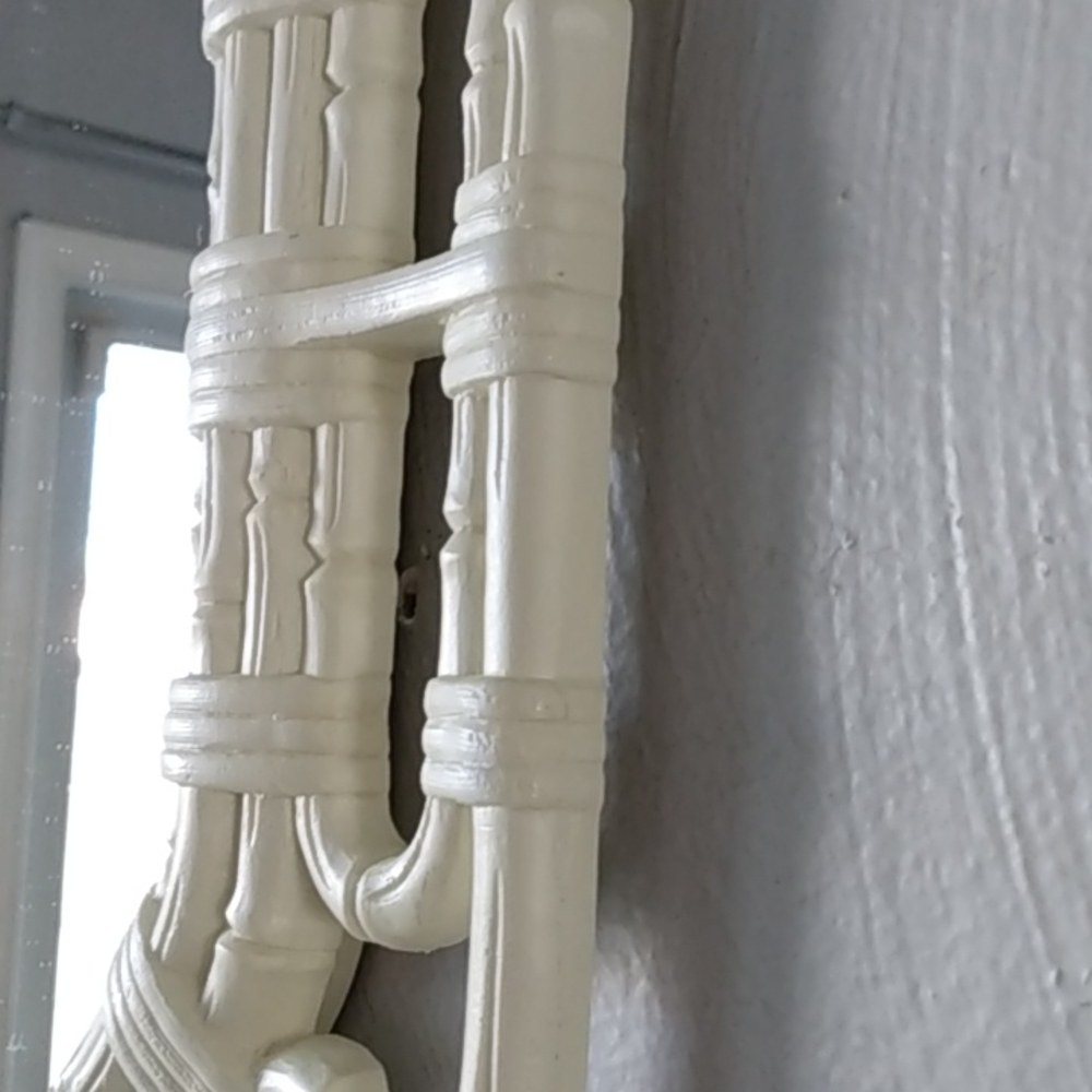 Homco white faux wicker mirror & shelf - Picture 9 of 16